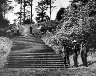 Construction of Percy Cane’s steps , Photo, The Dartington Hall Trust Archive