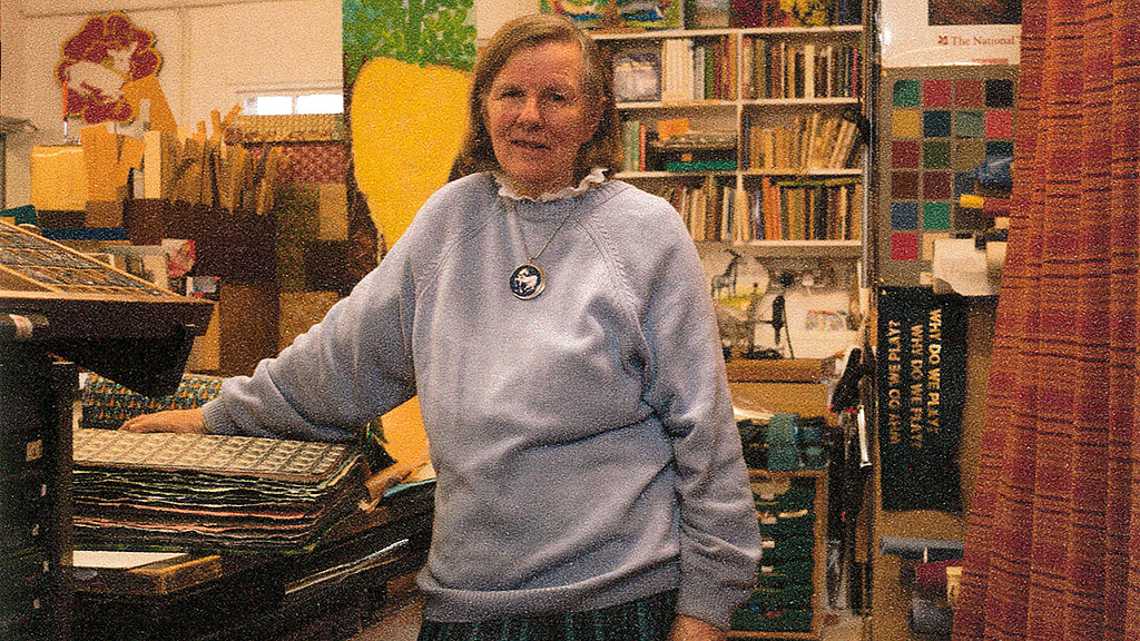 Mary with the book Fold to Fold, Geological Time Shapes our Lives (2012), illustrated by Rigby Graham. Photo: James Purssell