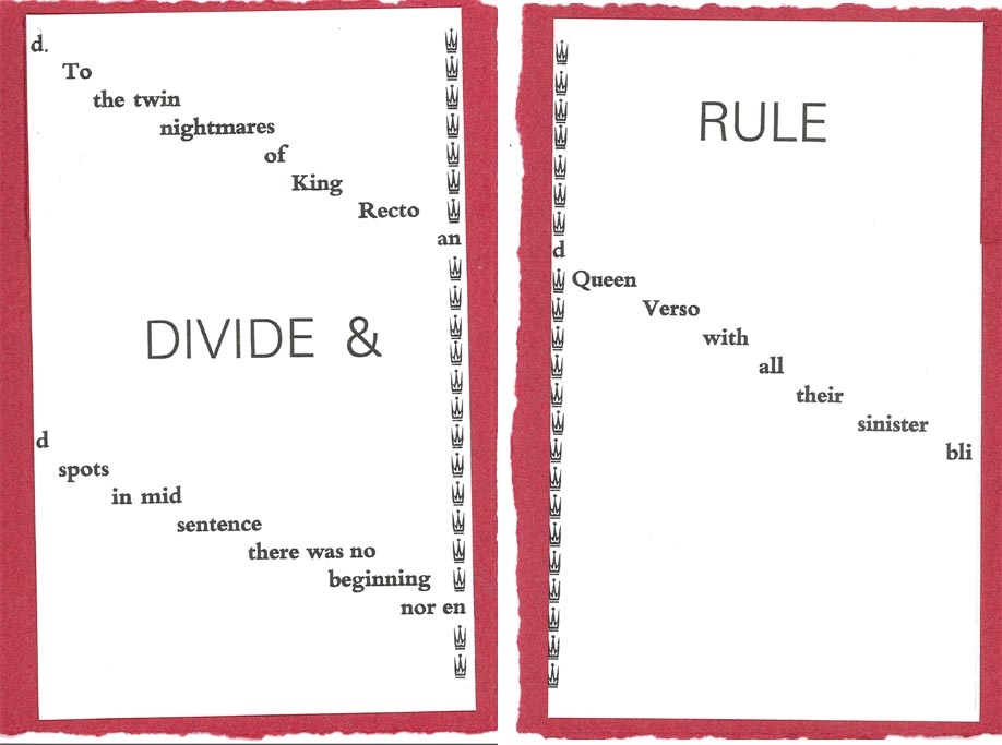 Divide and Rule pamphlet printed by Mary Bartlett and Roy Harris
