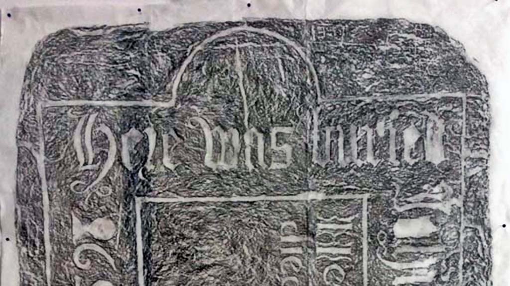 Volunteer Martin Broadbent's completed gravestone rubbing from the ledger stone