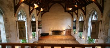 Great Hall - with tapestries representing the original departments hanging