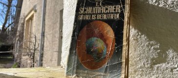 A well-thumbed copy of Small is Beautiful from the Dartington library